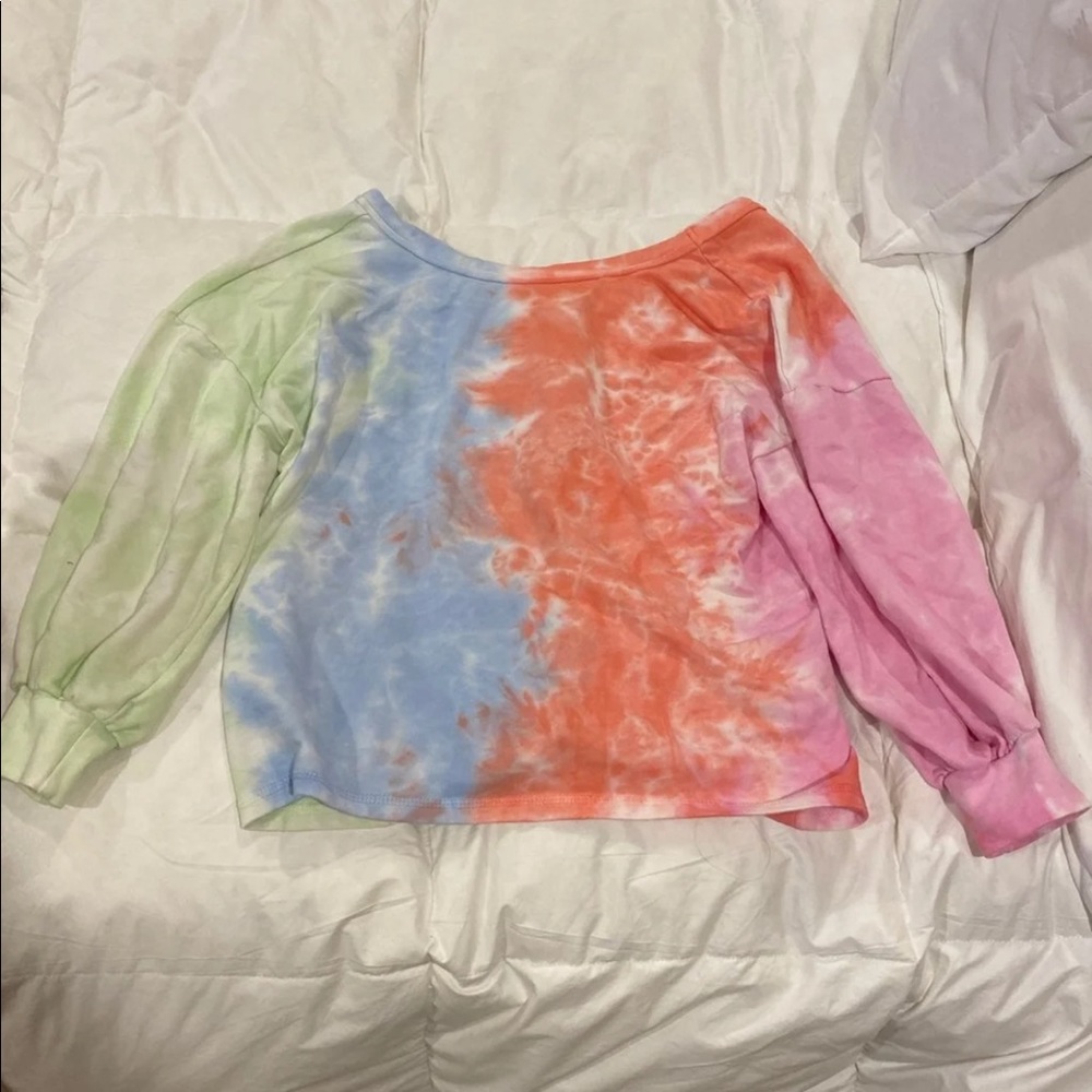 Tie die bell sleeve long sleeve shirt